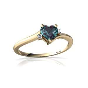   14K Yellow Gold Heart Created Alexandrite Ring Size 8 Jewelry