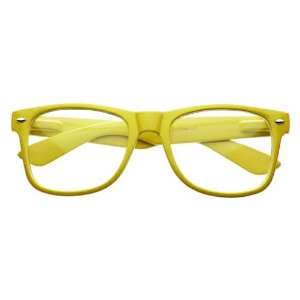 New Glossy Yellow Wayfarer Nerd Glasses Clear Lens Optical 