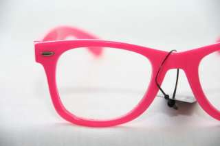 Wayfarer Nerd Glasses pink fuchsia Frame Geek Chic Retro 80s Vintage 
