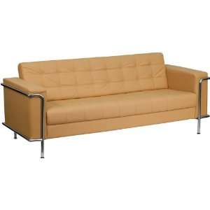 Lesley Series Light Brown Leather Sofa With Encasing Frame  