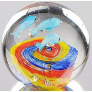   Joyful Dolphins with Colorful Waterbed Paperweight Furniture & Decor