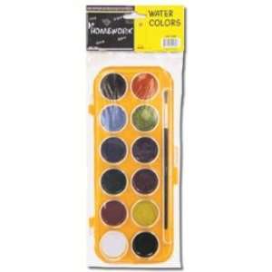  Water Color Paint Set   12 Colors + Brush Case Pack 48 