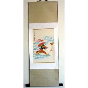  Chinese Art Silk Water Color Painting Scroll Dragon 