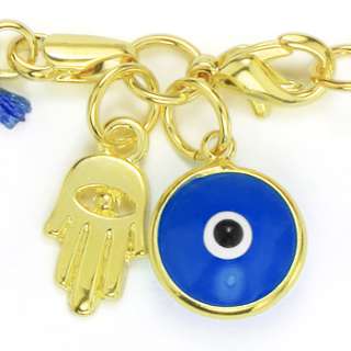 Evil Eye Bead Greek Hamsa Kaballah Beaded Gold Bracelet  