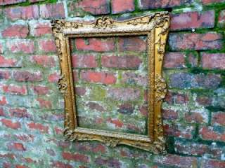 SUPERB ANTIQUE GILT & GESSO PICTURE FRAME v ORNATE w FOLIATE BORDER 