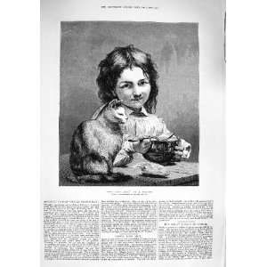   1876 Deux Bons Amis Little Girl Soup Bowl Cat Goupil