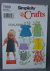 SIMPLICITY 7688 DOLL CLOTHES PATTERN FOR 18 DOLLS