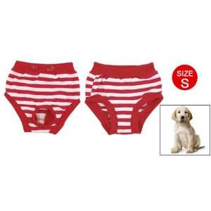  Como Dog Elastic Wasit Red White Striped Diaper Pants S 
