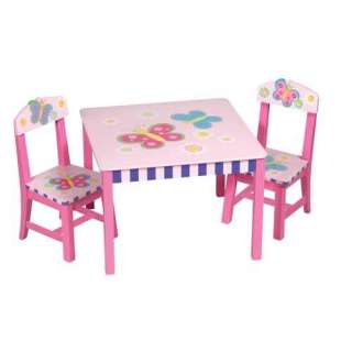 New Kids Butterfly Hand Painted Wood Table & Chair Set  