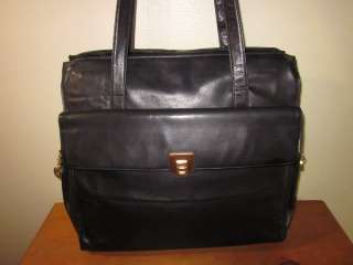 Perlina New York black leather briefcase briefbag  