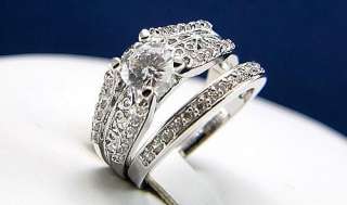 Piece Womens Engagement Wedding Bridal Band Ring Set  