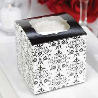 Favor Cupcake Boxes Black White Damask Wedding Candy  