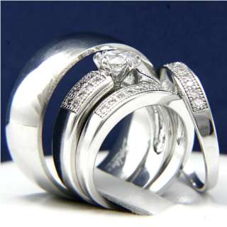   Engagement Mens and Womens Wedding Bridal Band Ring Set New  