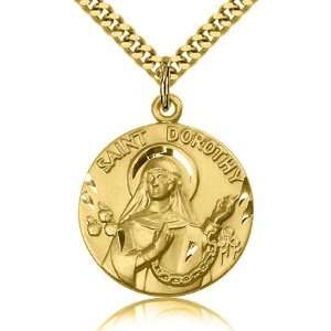  Gold Filled 1in St Dorothy Medal & 24in Chain Jewelry