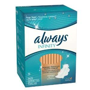  Always Infinity Overnight With Wings, Unscented Pads 36 