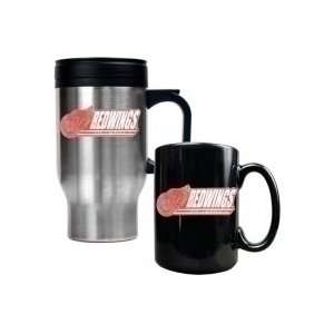  Detroit Red Wings Logo Travel Mug and Ceramic Mug Set 