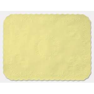  Yellow Bond Floral Embossed Tray Mats   12 3/4 x 16 5/8 