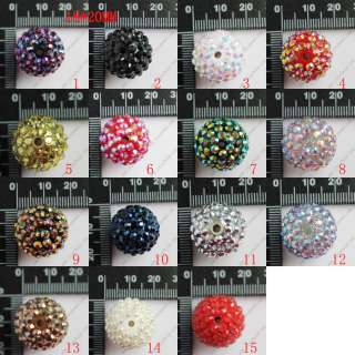 10pcs 20MM multi Color Acrylic Resin Rhinestone Spacer Beads Charm 