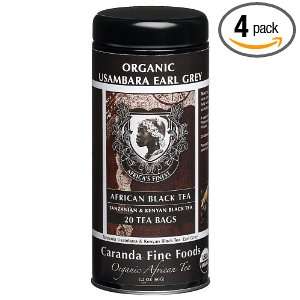   Tea, Organic Usambara Earl Grey Teabags, 20 Count Tins (Pack of 4