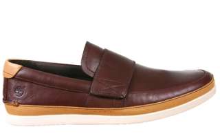 Timberland Mens Shoes 18553 Velcro Brown Burgundy Leather Loafers Size 