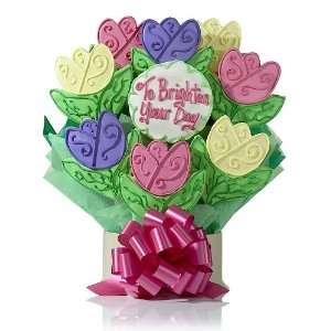 To Brighten Your Day Tulips Personalized Cookie Bouquet