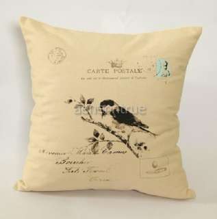 linen cotton kingfisher birds print throw pillow cover / modern 