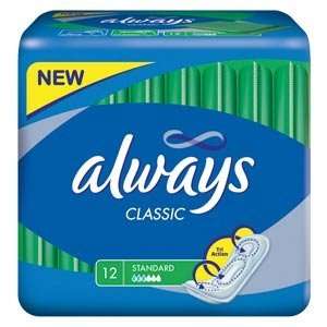  Always Classic Standard No Wings 12 Pads Health 