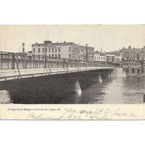   Vintage Postcard   Chicago Street Bridge and YMCA   Elgin Illinois