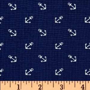  44 Wide Anchors Away Tossed Anchors Navy Fabric By The 