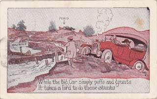 Witt artist signed Ford ad car comic washout Postcard  