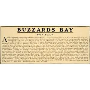 1906 Ad Buzzards Bay for Sale Real State Marion House   Original Print 