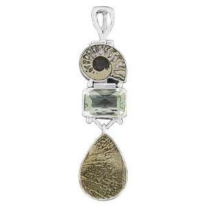   Amethyst Golden Ammonite Pyrite Three Stone Pendant Jewelry Jewelry