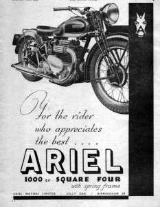 1945 Ariel Square Four 1000 Motorcycle Original Ad  