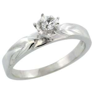 10k White Gold Diamond Engagement Ring w/ 0.07 Carat Brilliant Cut 