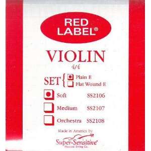  Super Sensitive Violin Set Plain E Red Label 4/4 Size Soft 