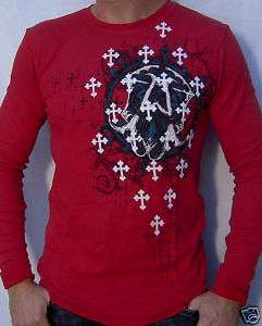 Affliction BITTER Mens Thermal NEW A1681 Red   2XL  