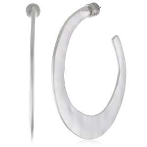  Kenneth Cole New York Post Hoop Earrings   Silver Crescent 