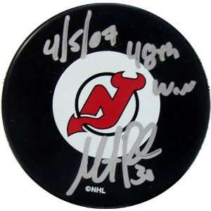 Martin Brodeur New Jersey Devils Autographed Hockey Puck with 48th Win 
