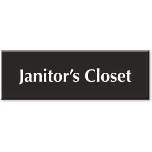  Janitors Closet Outdoor Engraved Sign, 12 x 4 Office 