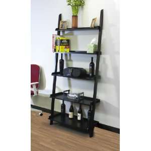 Leaning Ladder Wood Bookshelf Rack Wall Bookcase Stand  