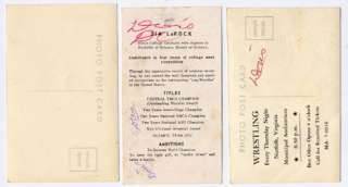 Jim LaRock AUTO Wrestling Post Card Original Vintage  