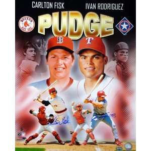  Carlton Fisk & Ivan Rodriguez Pudge Autographed 16x20 