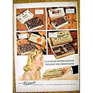  1940s Whitmans Chocolates Vintage Magazine Ad 