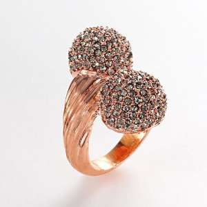  ELLE BIJOUX Rose Gold Tone Simulated Crystal Pave Ring 