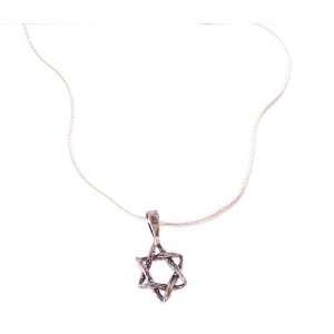 Antique Sterling silver Star of David with thick snake silver chain 20 