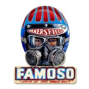    Famoso Bakersfield Drag Race Helmet Metal Sign