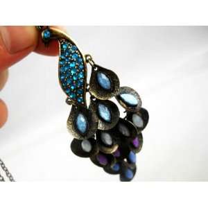 Retro Peacock Crystal Necklace Pendant Jewelry Vintage Style with a 