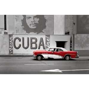  Cool Havana Vintage Red Cuban Car PAPER POSTER measures 36 