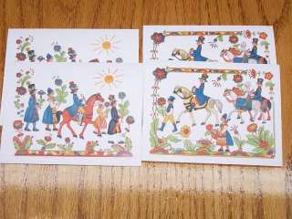 Swedish Folk Costume Aina Stenberg 4 Notecards NEW  