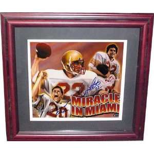 Autographed Doug Flutie and Gerald Phelan Color Framed Litho   Framed 